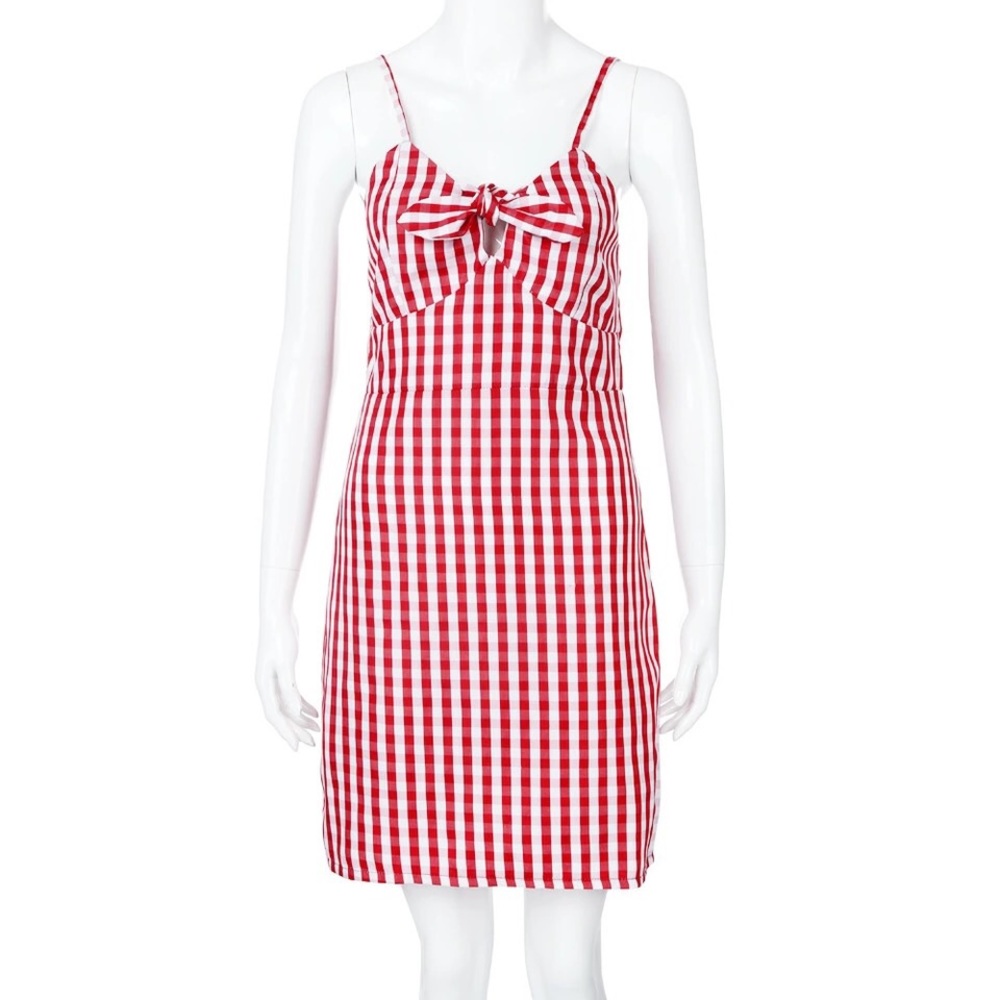 Red strip pinned up vintage bow mini dress new sma